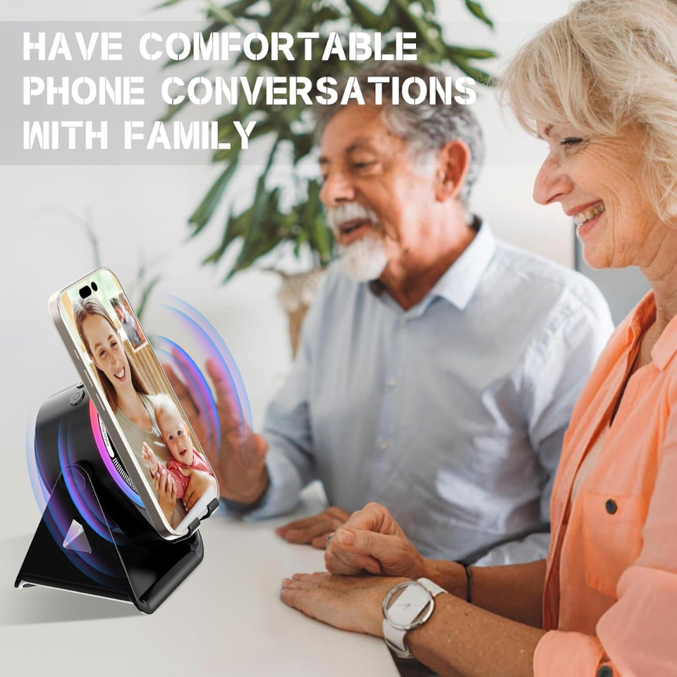 Wireless Induction Speaker with RGB Lights & Phone Stand | 360° Rotating Design